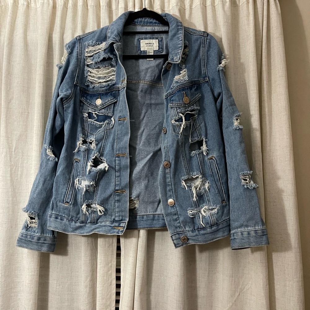 Forever 21 distressed denim jacket